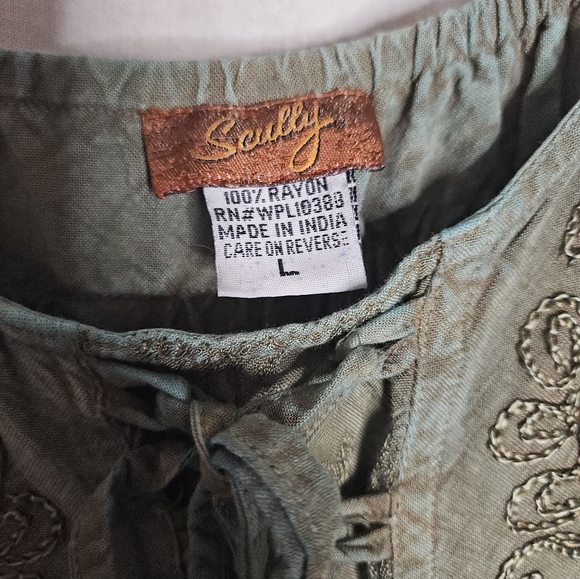 Scully Lace Up Dress Custom Hand Dyed Green And Teal Sz L - Picture 2 of 14